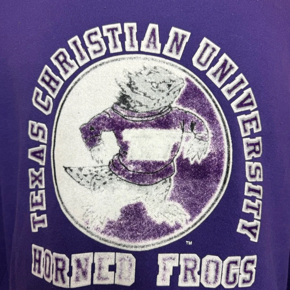 Vintage 90s Texas Christian University TCU Horned Frogs NCAA Crewneck Sz XL - Picture 2 of 6